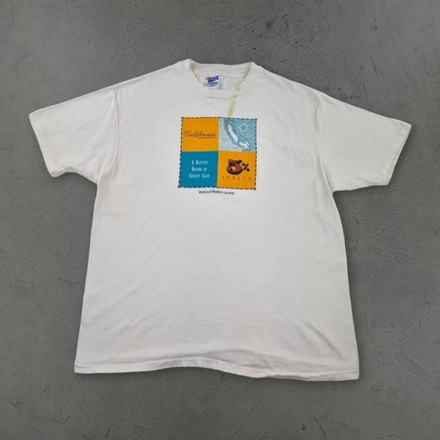 Vintage Men's T-shirt - White/Yellow - XL on Productcaster.