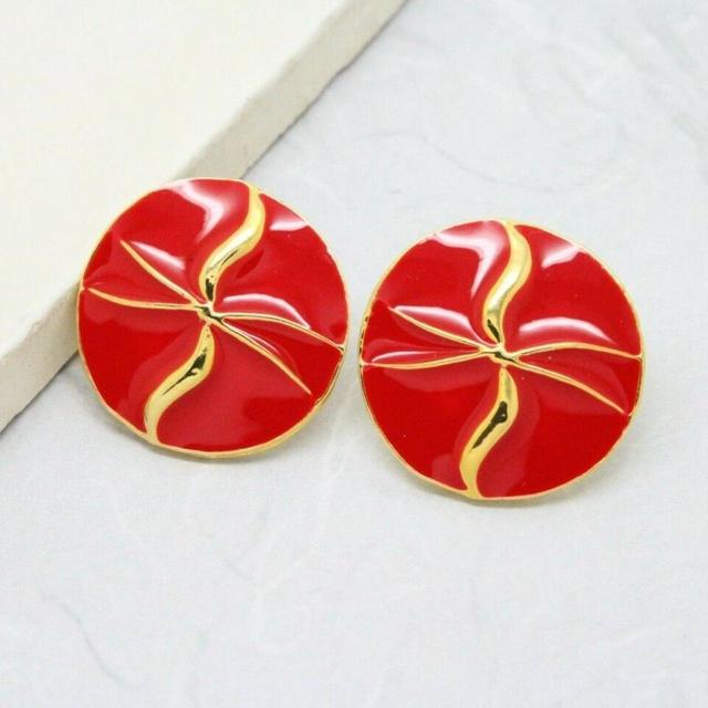 Vintage Women's Earrings - Red/Gold on Productcaster.