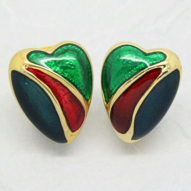 Vintage Women's Earrings - Gold/Multi on Productcaster.