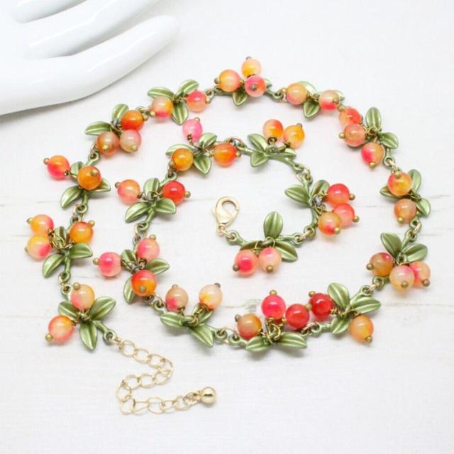 Vintage Women's Necklace - Orange/Green on Productcaster.