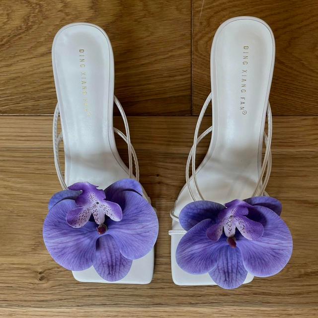 Handmade Women's Sandals - White/Purple - UK 5.5 on Productcaster.