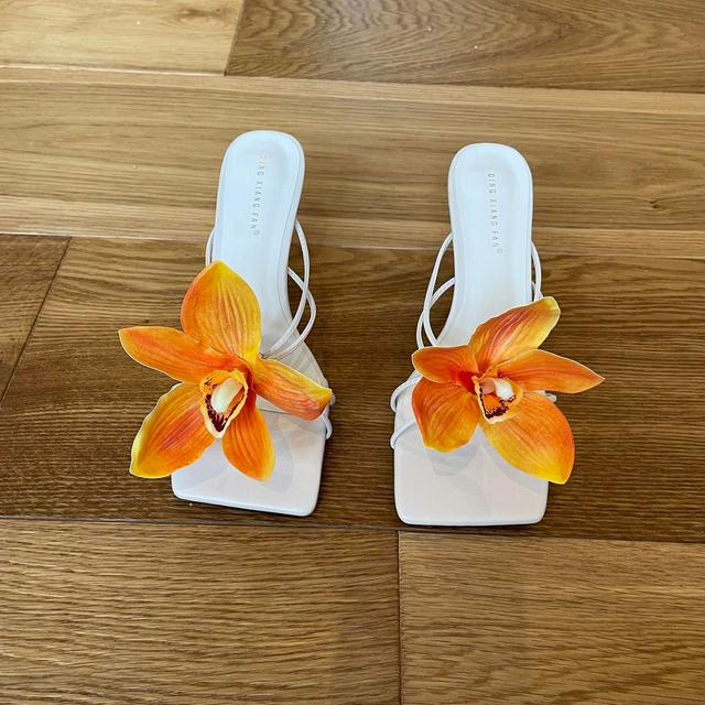 Women's Sandals - Orange/White - UK 4 on Productcaster.