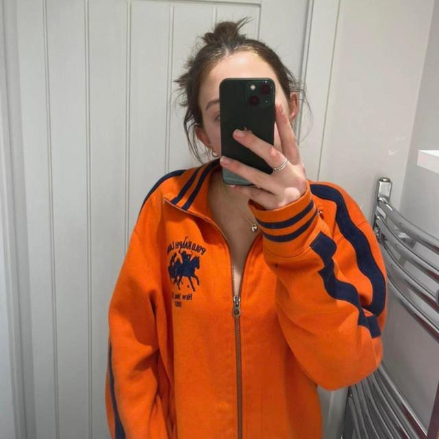 Polo Ralph Lauren Women's Hoodie - Orange/Navy - L on Productcaster.