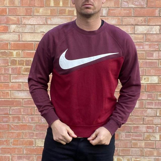 Nike Men's Jumper - Red/Burgundy - S on Productcaster.