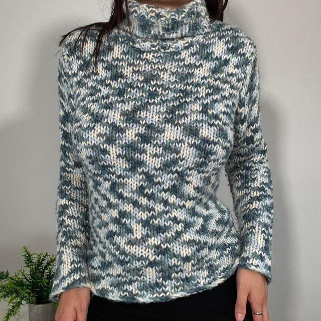 Vintage Women's Jumper - Blue/White - M on Productcaster.