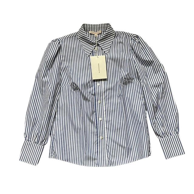 ALEXACHUNG Women's Blouse - White/Blue - 8 on Productcaster.