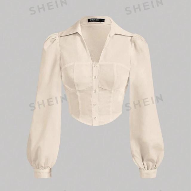 SHEIN Women's Blouse - Cream/White - XS on Productcaster.