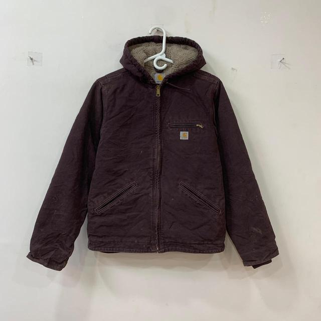 Carhartt Men's Bomber Jacket - Brown/Burgundy - XS on Productcaster.