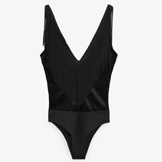 Zara Women's Bodysuit - Black/Silver - 8 on Productcaster.