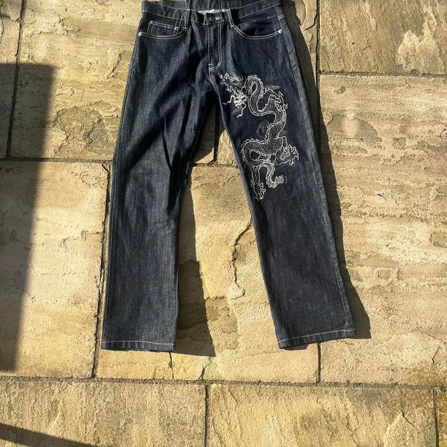 Vintage Men's Jeans - Navy/Silver - M on Productcaster.