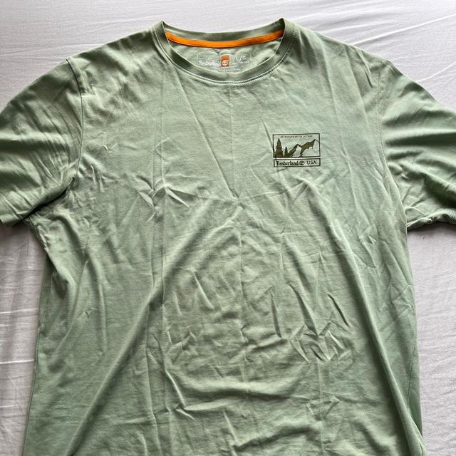 Timberland Men's T-shirt - Green/Orange - L on Productcaster.