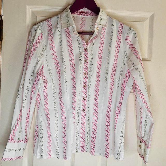 Preloved Women's Shirt - White/Pink - 12 on Productcaster.