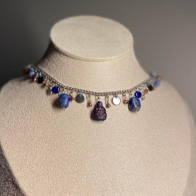 Handmade Women's Necklace - Blue on Productcaster.