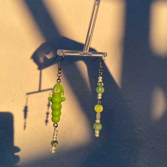 Handmade Women's Earrings - Green on Productcaster.