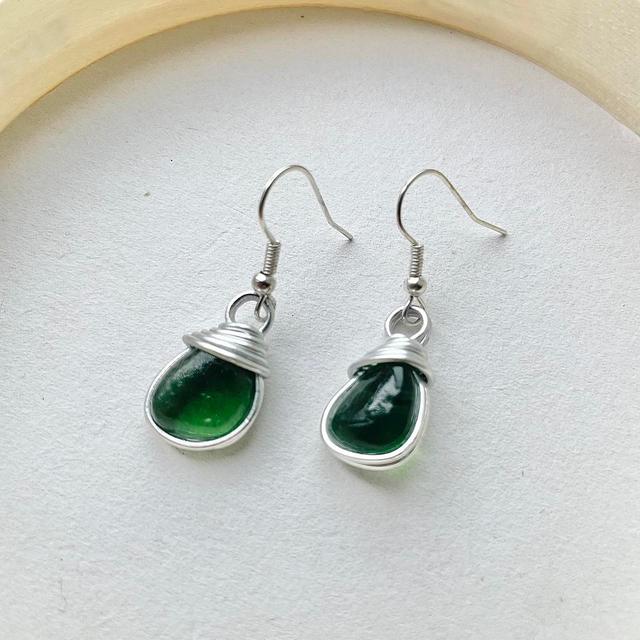 Reworked Women's Earrings - Silver/Green on Productcaster.