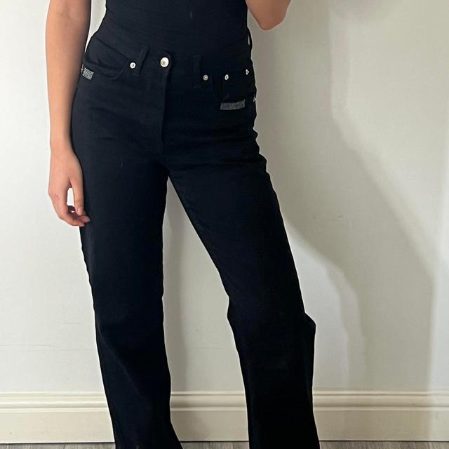 Vintage Women's Straight leg Jeans - Black - UK 8 on Productcaster.