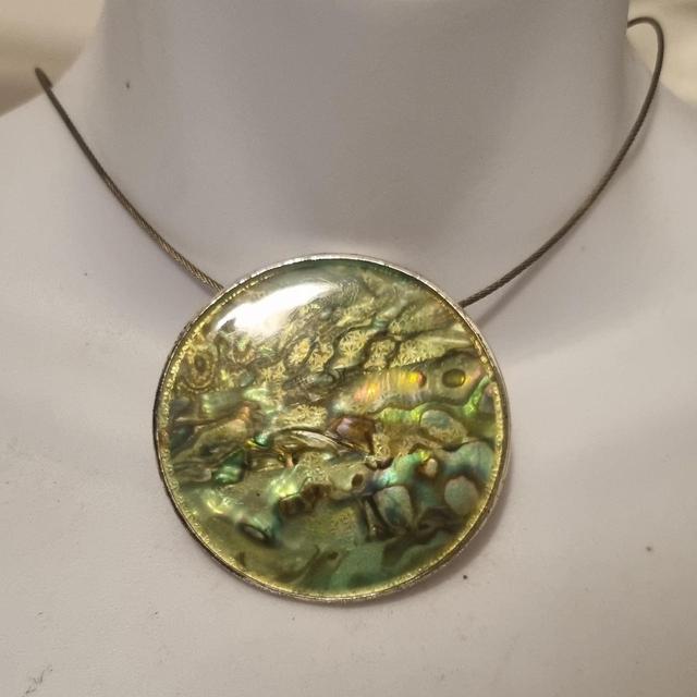 Vintage Women's Necklace - Green/Silver on Productcaster.