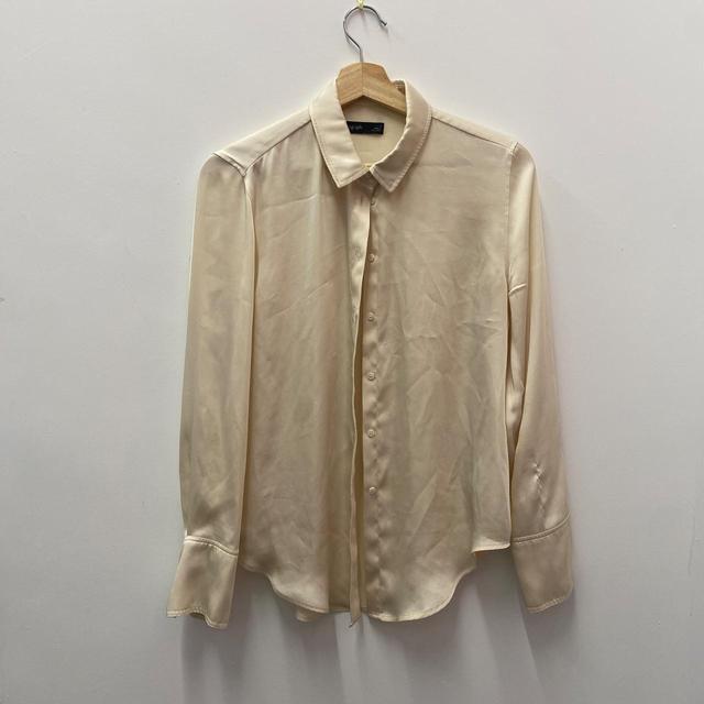 Marks & Spencer Women's Blouse - Cream/Yellow - 8 on Productcaster.