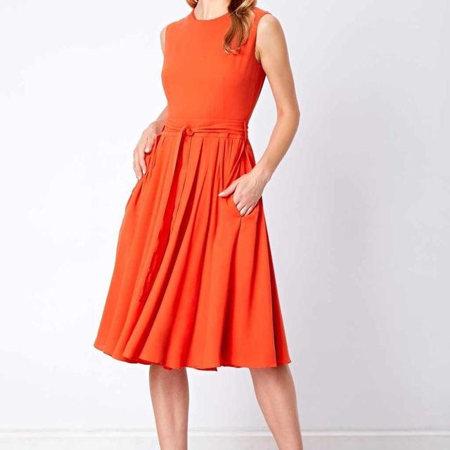 Women's Pleated Dress - Orange - 10 on Productcaster.