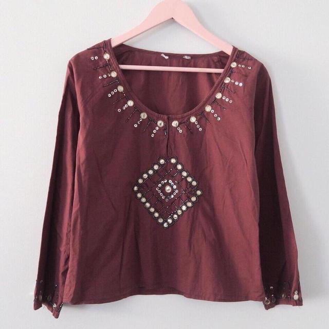 Vintage Women's Blouse - Burgundy - S on Productcaster.