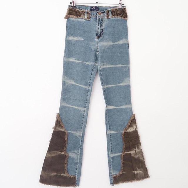 Vintage Women's Bootcut Bleached Jeans - Blue/Brown - S on Productcaster.