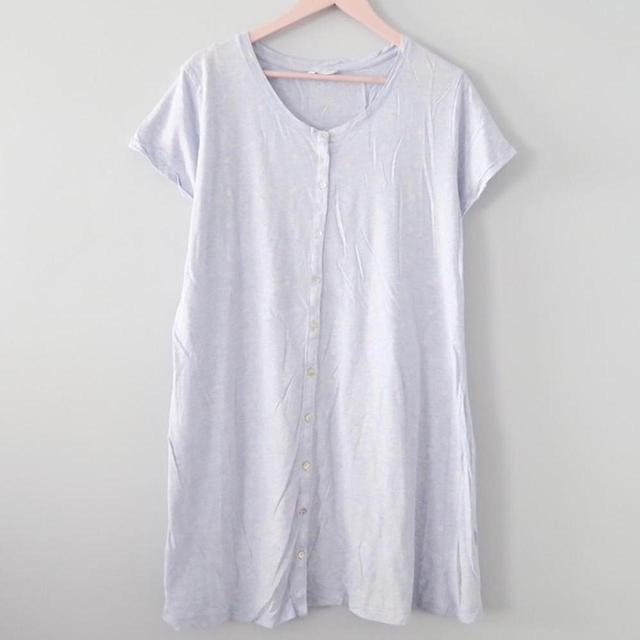 Vintage Women's Shirt Dress - Blue/White - One size on Productcaster.