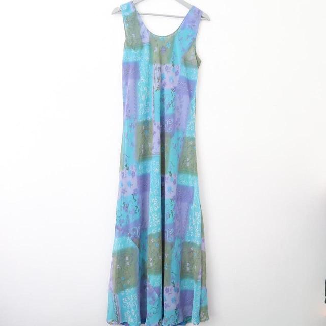 Vintage Women's A-line Dress - Blue/Green - M on Productcaster.