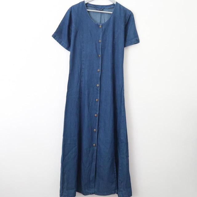 Vintage Women's Shirt Dress - Blue/Navy - M on Productcaster.