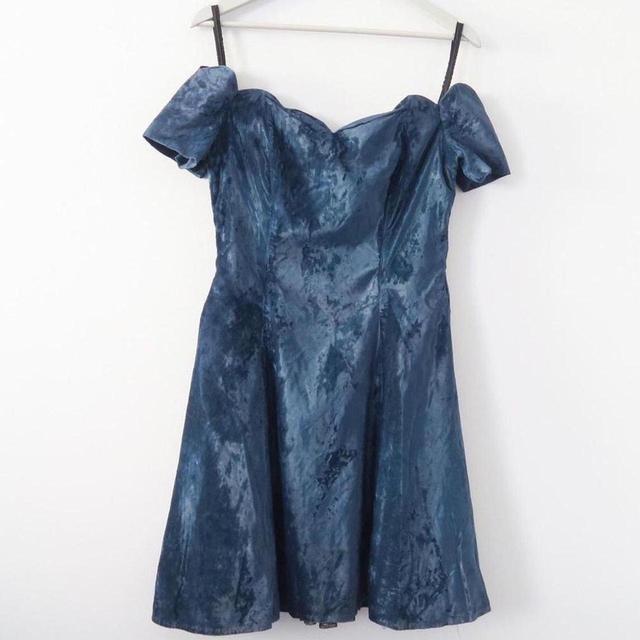 Vintage Women's Pleated Dress - Blue/Navy - 10 on Productcaster.