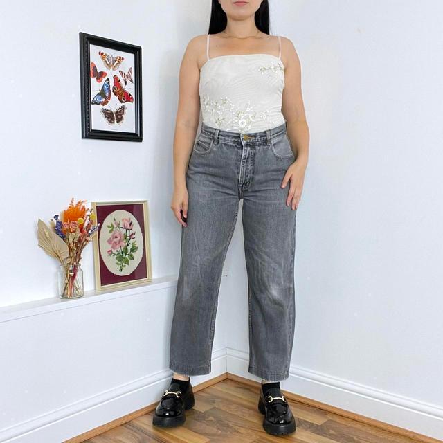 Vintage Women's High waisted Jeans - Black/Grey - S on Productcaster.