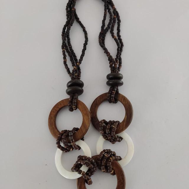 Women's Necklace - White/Brown on Productcaster.