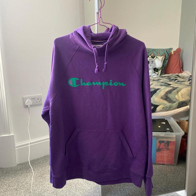 Champion Women's Hoodie - Purple/Green - L on Productcaster.