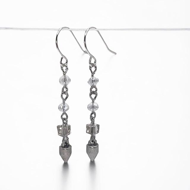 Handmade Women's Earrings - Silver/White on Productcaster.