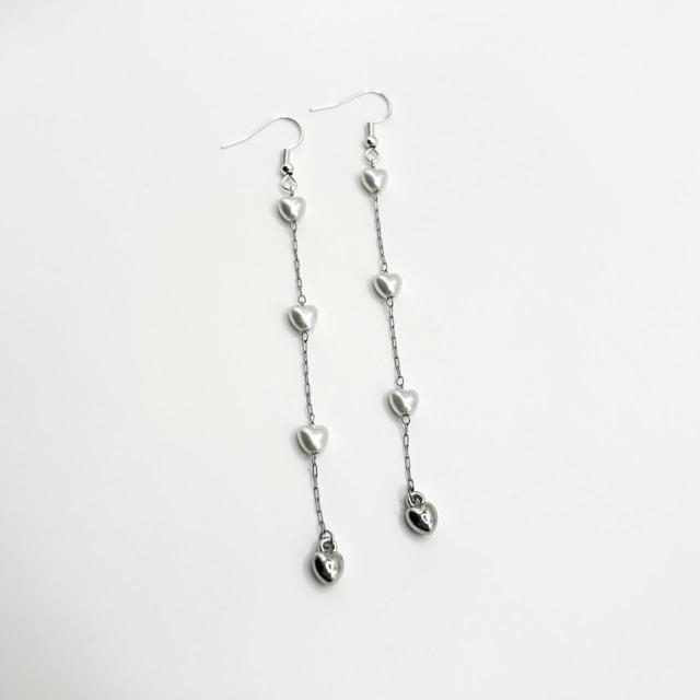 Handmade Women's Earrings - Silver/Cream on Productcaster.