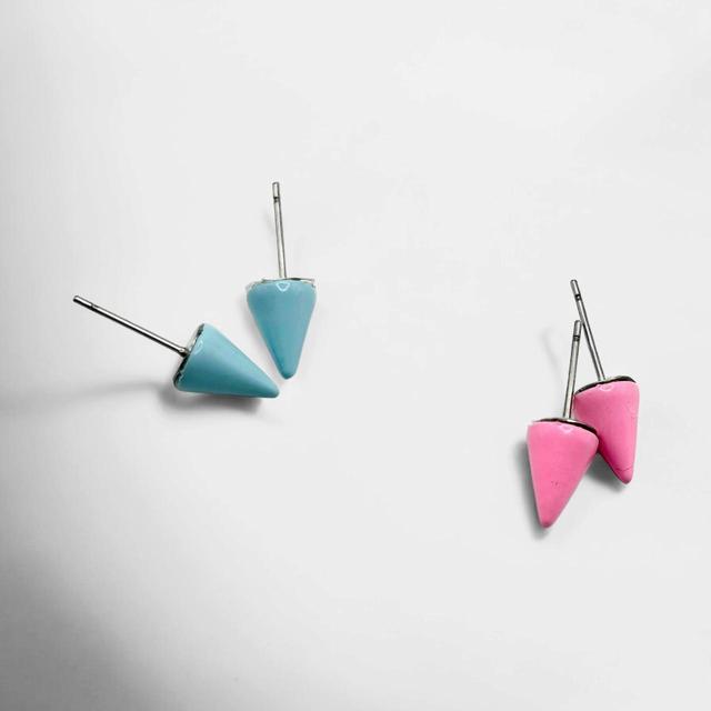 Handmade Women's Earrings - Blue/Pink on Productcaster.