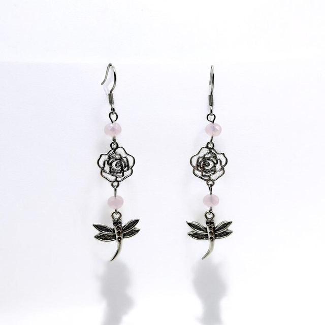 Handmade Women's Earrings - Silver/Pink on Productcaster.