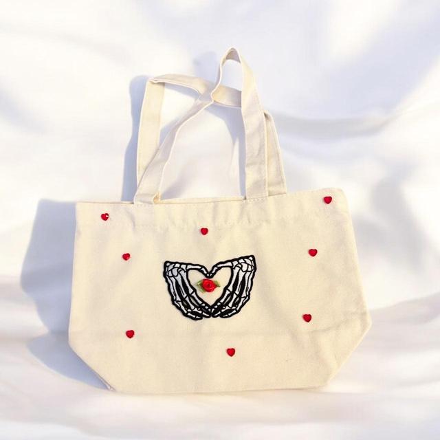 Handmade Women's Tote bags - Cream/Red on Productcaster.