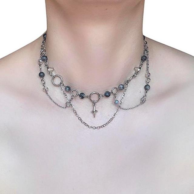 Handmade Women's Necklace - Silver/Black on Productcaster.