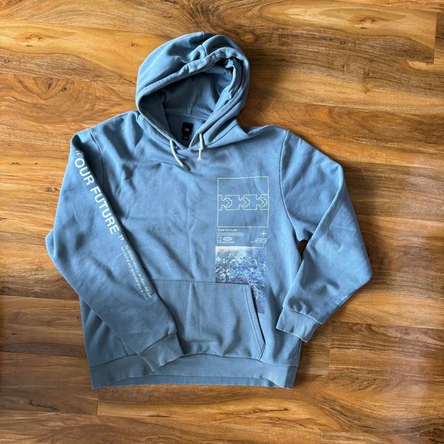 River Island Men's Hoodie - Blue/Grey - L on Productcaster.