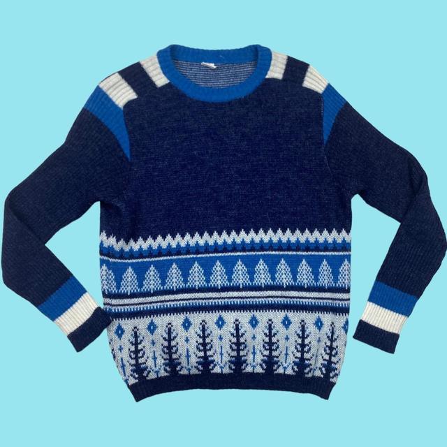 Vintage Men's Jumper - Blue - S on Productcaster.