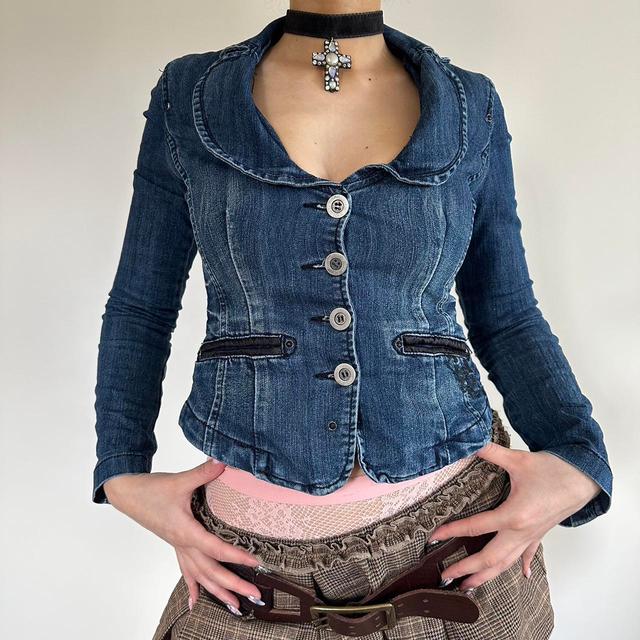 Vintage Women's Denim Jacket - Blue - XS on Productcaster.