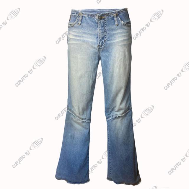 Deadstock Women's Flare Distressed Jeans - Blue - M on Productcaster.