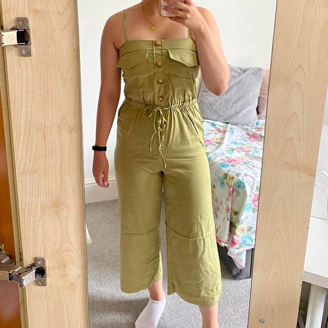 Bershka Women's Palazzo Jumpsuit - Khaki/Green - S on Productcaster.