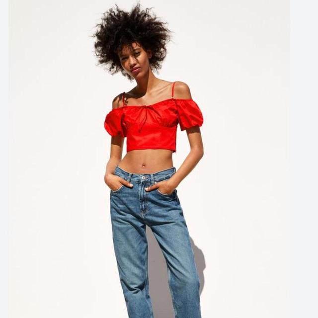 Zara Women's Crop top - Red - S on Productcaster.