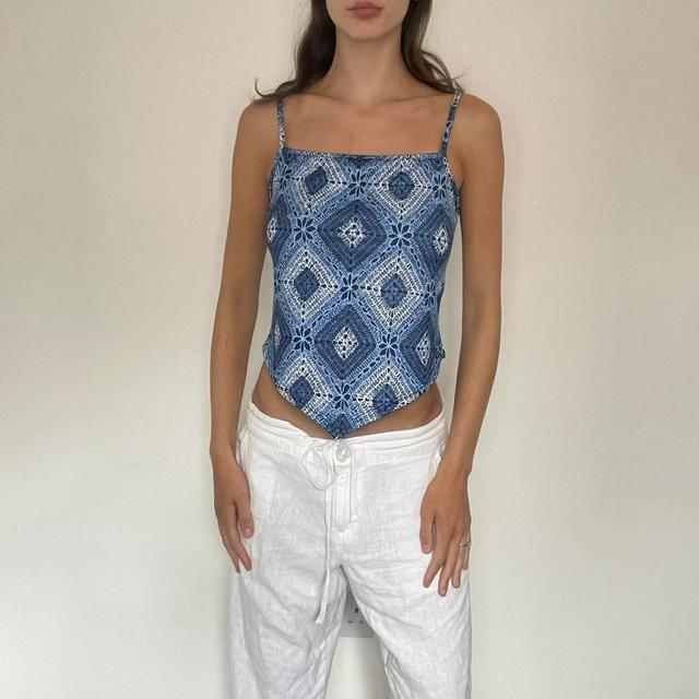 Vintage Women's Crop top - Blue - M on Productcaster.