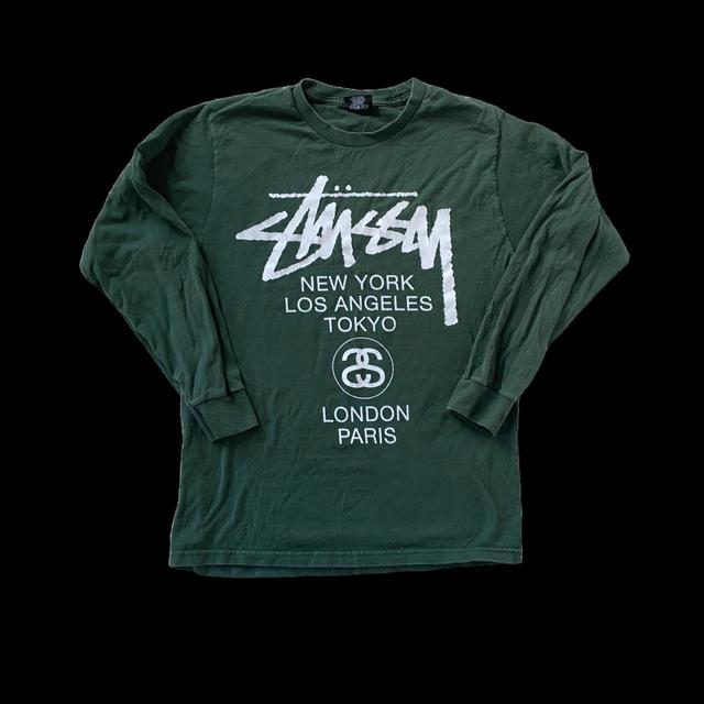 Stüssy Men's T-shirt - Green - S on Productcaster.