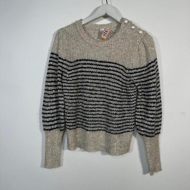 Vila Women's Jumper - Cream/Navy - S on Productcaster.