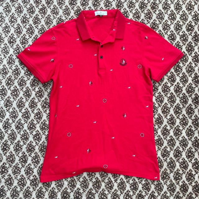 Moncler Men's Polo shirt - Red - M on Productcaster.