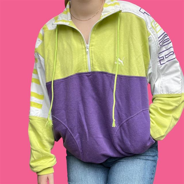 Puma Women's Sweatshirt - Purple/Green - M on Productcaster.