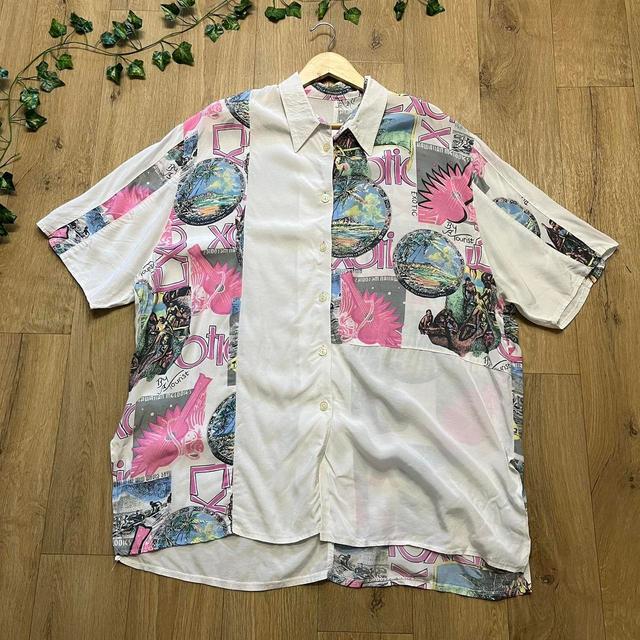 Vintage Women's Blouse - White/Pink - XXL on Productcaster.